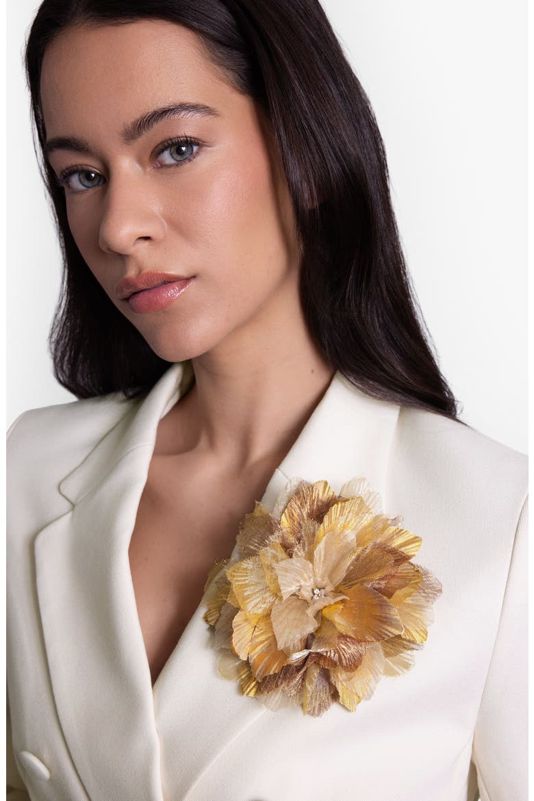 The Golden Poinsettia Floral Brooch, Alternate, color, Gold