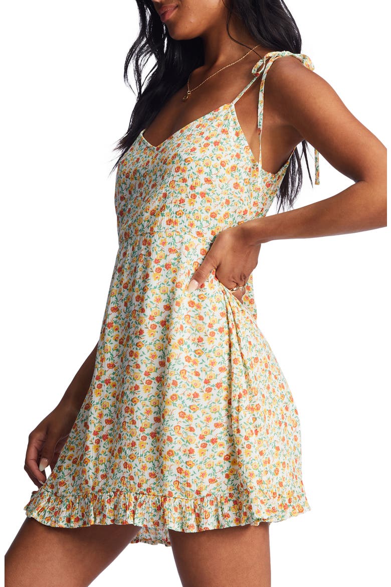 Heart Breaker Tie Strap Floral Mini Sundress, Alternate, color, SALT CRYSTAL