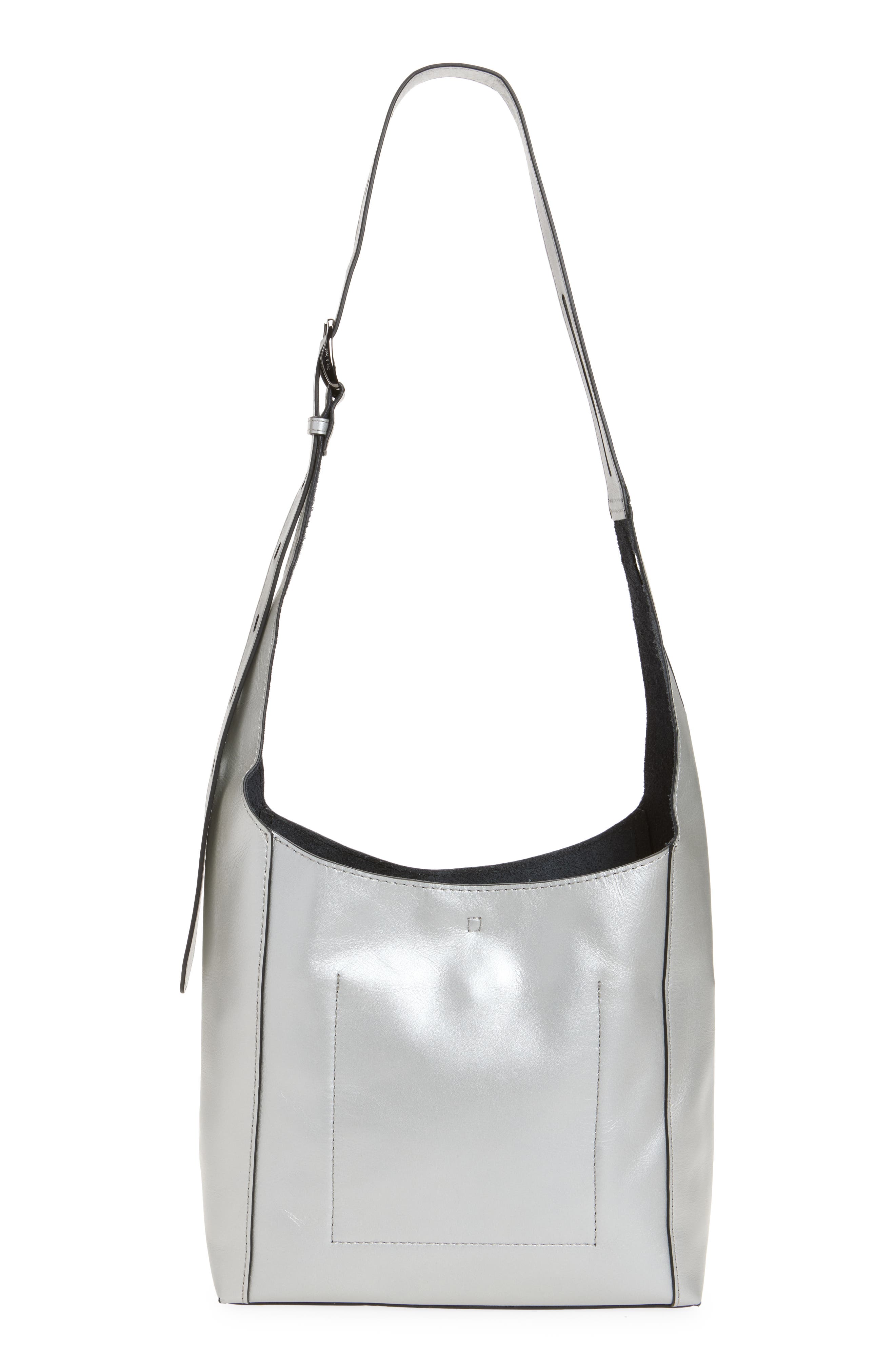 rag & bone Small Belize Metallic Leather Shopper Bag, Alternate, color, Silver