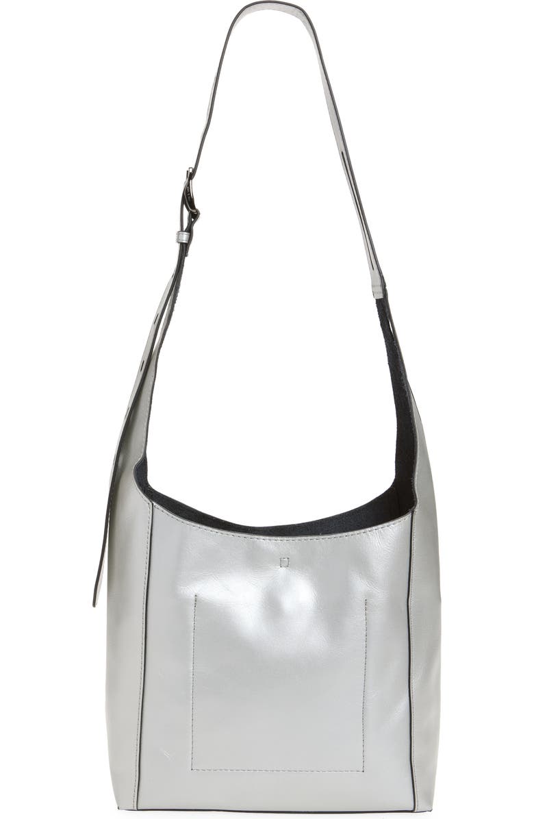 rag & bone Small Belize Metallic Leather Shopper Bag, Alternate, color, Silver