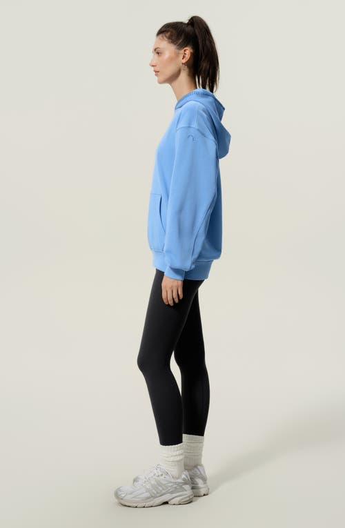Lilysilk Silkerry Oversized Seamflow Douceur Stand Collar With Half-zip Hoodie In Blue