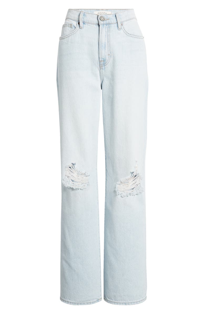HIDDEN JEANS Ripped Straight Leg Jeans, Alternate, color, Light Wash