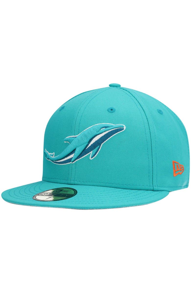 New Era Men's New Era Aqua Miami Dolphins Omaha 59FIFTY Fitted Hat, Main, color, Aqua