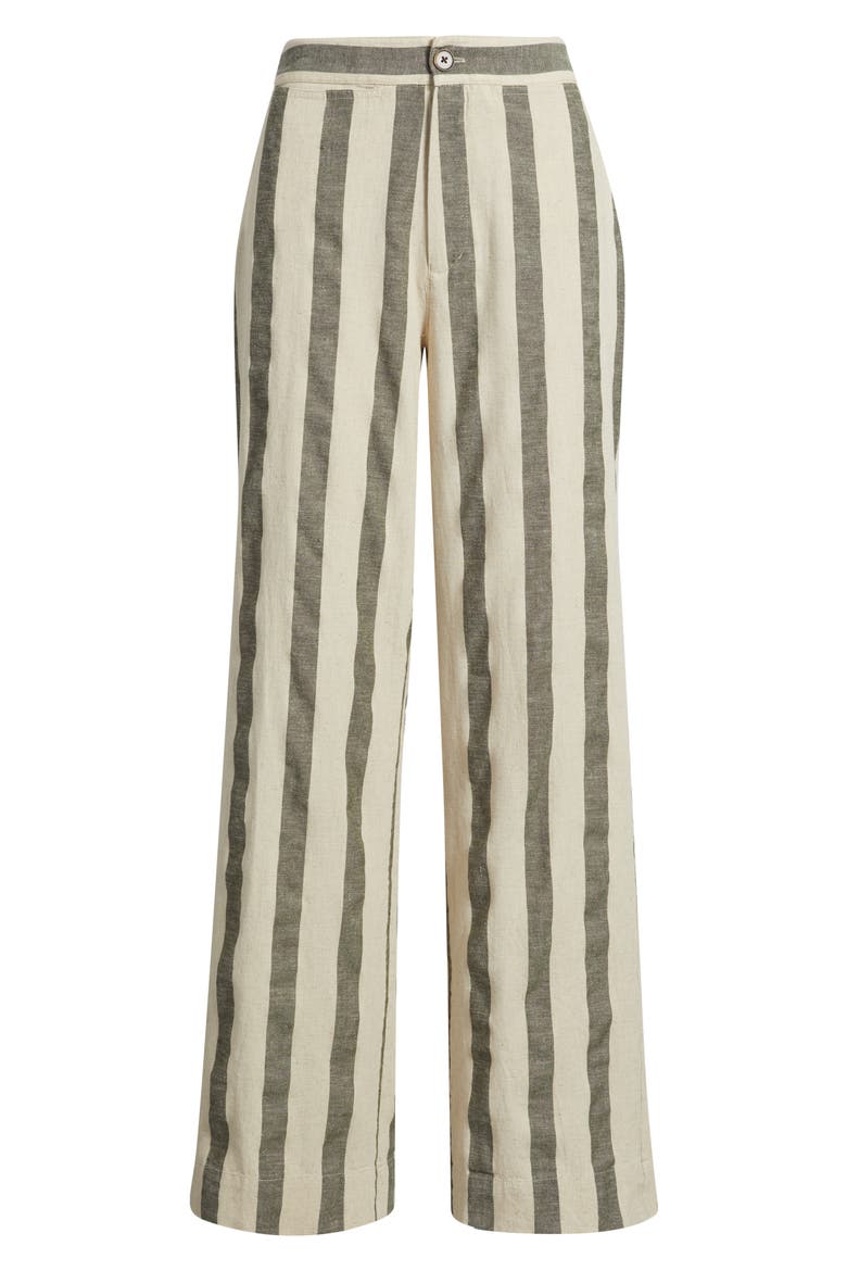 Sun Strider Stripe Wide Leg Organic Cotton & Linen Pants, Alternate, color, IVORY/ PINE BAY STRIPE