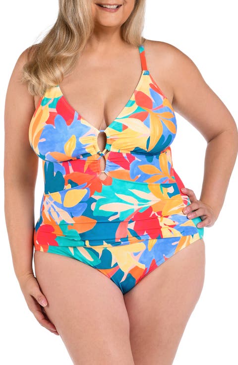 Fantasy Resort Lace-Up One-Piece Swimsuit (Plus)