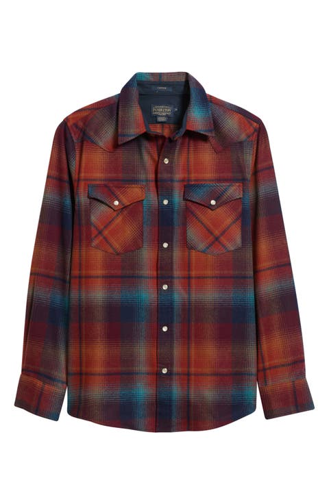 Canyon Plaid Wool Snap-Up Shirt