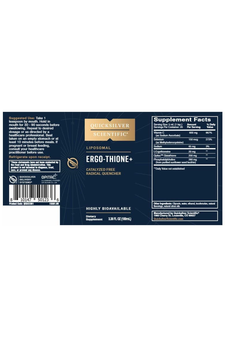 Ergo Thione Plus Liposomal Antioxidant Cellular Support Supplement, Alternate, color, None
