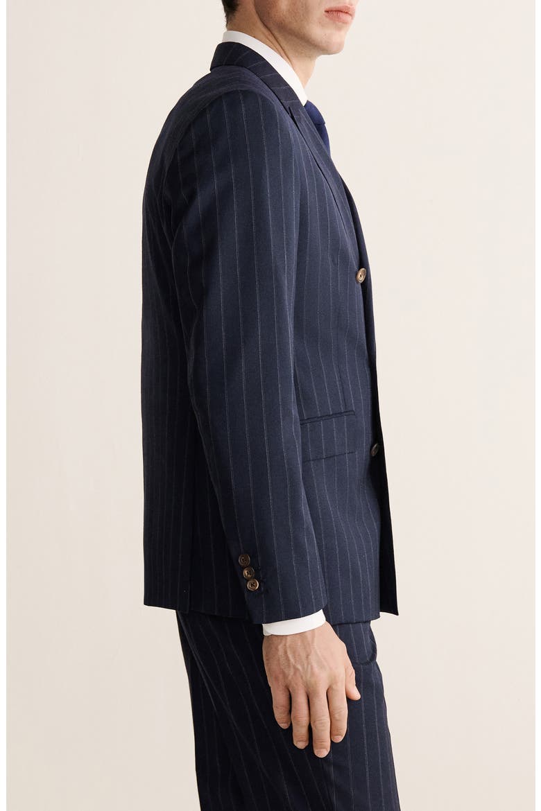Venice Slim Fit Pinstripe Double Breasted Wool Jacket, Alternate, color, NAVY