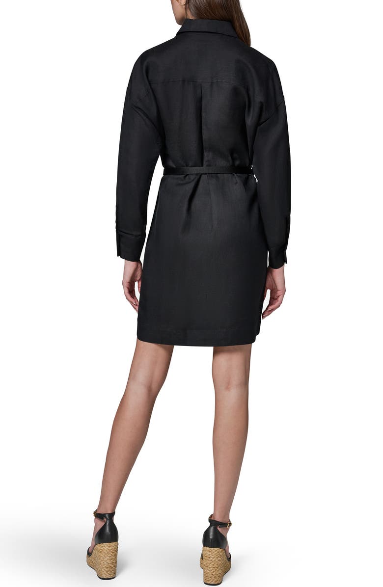 DONNA KARAN WEEKEND Belted Long Sleeve Polo Dress, Alternate, color, Black - Blk