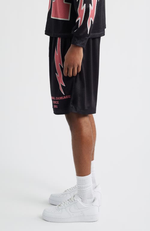 Shop Criminal Damage Bolt Print Mesh Shorts