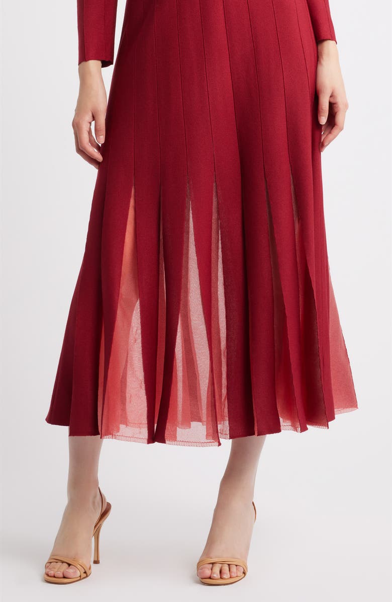 Misook Fit & Flare Long Sleeve Dress, Alternate, color, Scarlet Red