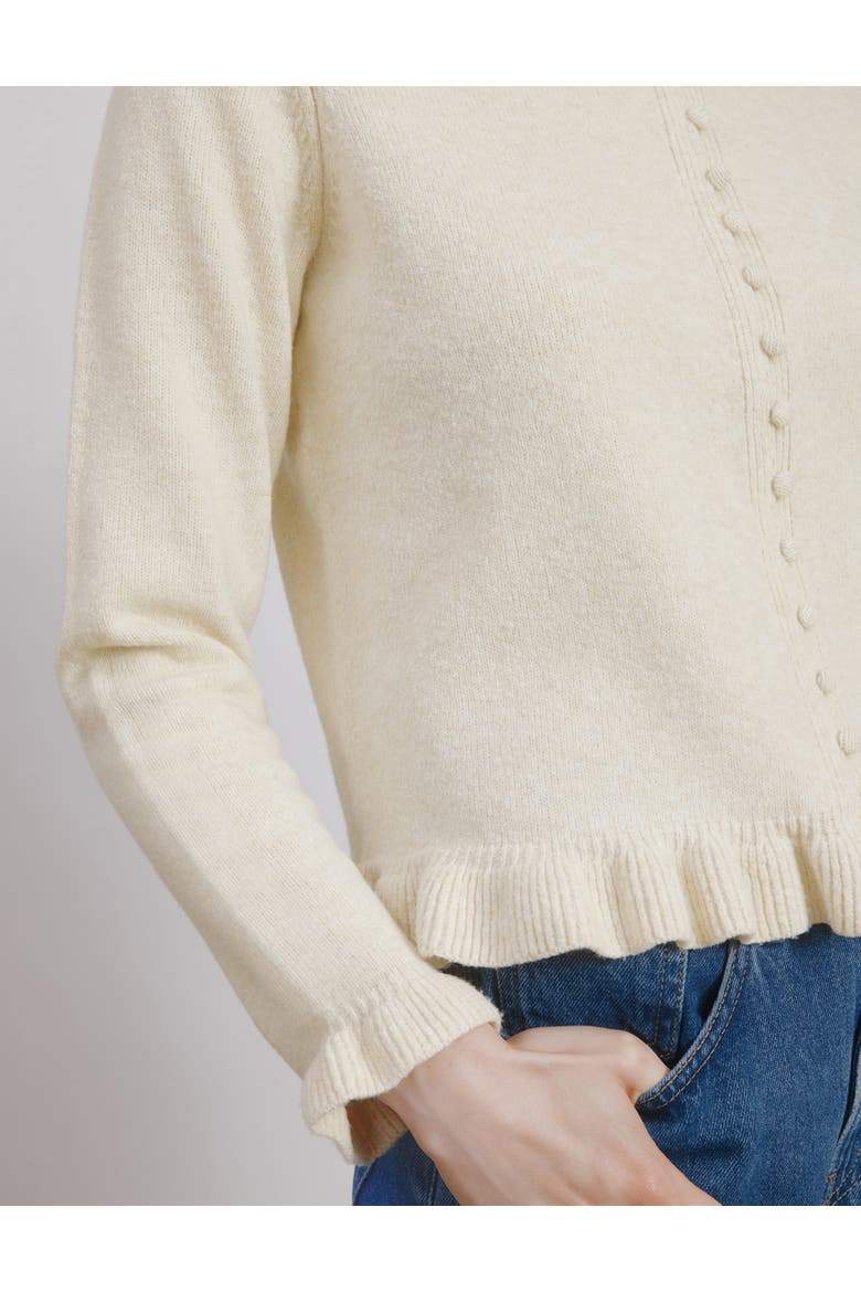 Frill Button Cardigan, Alternate, color, Buttermilk