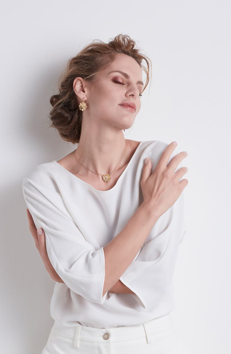 Marco Bicego Petali 18K Yellow Gold & Diamond Flower Earrings, Alternate, color, Yellow Gold