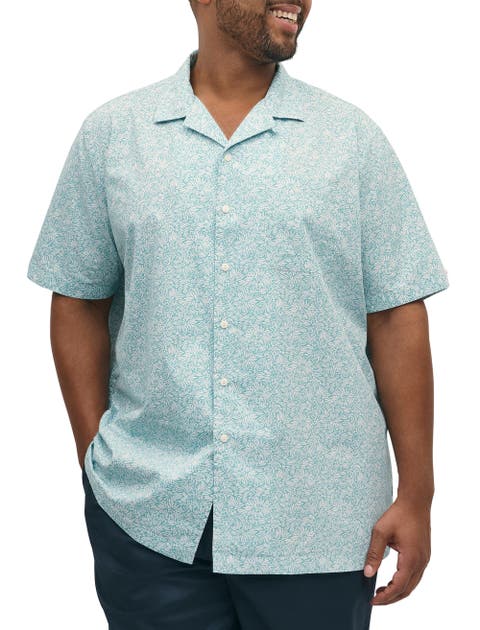 Big & Tall Non-iron Leaf Print Sport Shirt