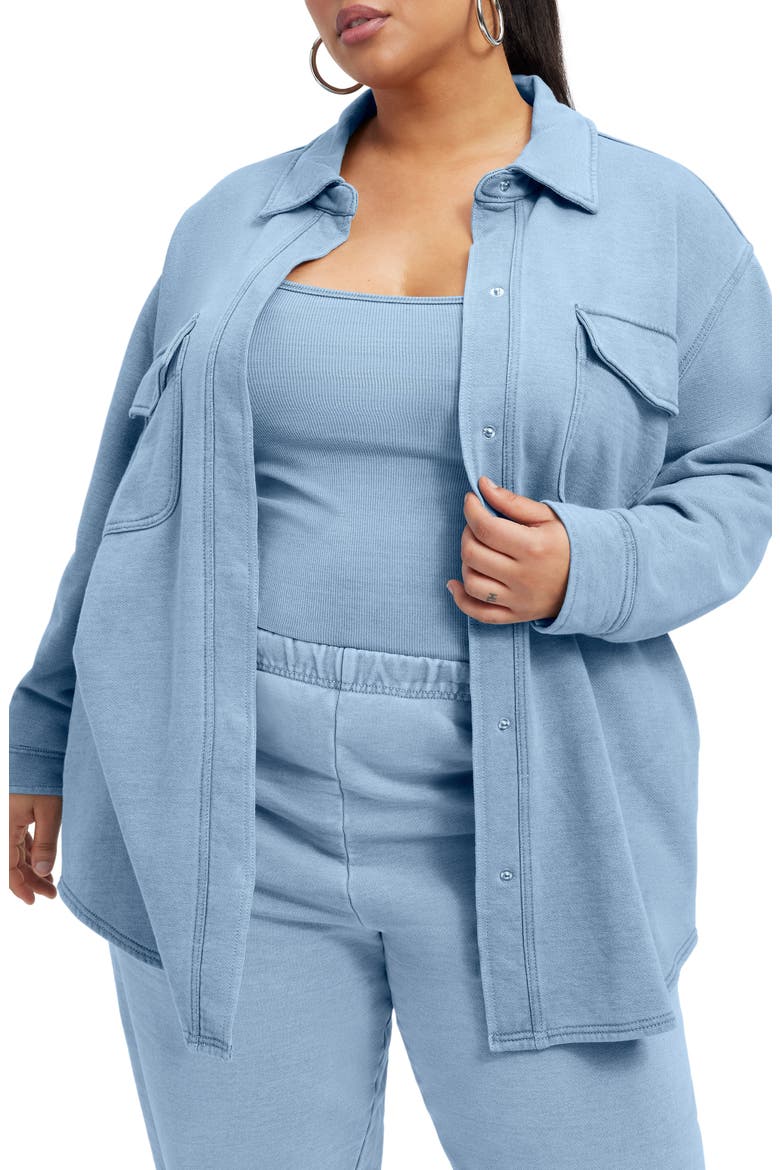 Jeanius Oversize Terry Shacket, Alternate, color, INDIGO376