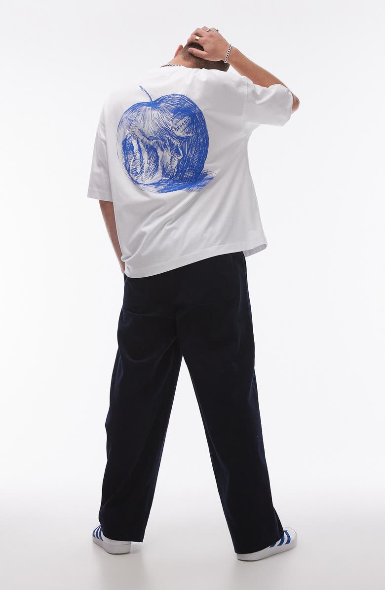 Topman Wide Leg Corduroy Pants, Alternate, color, Navy