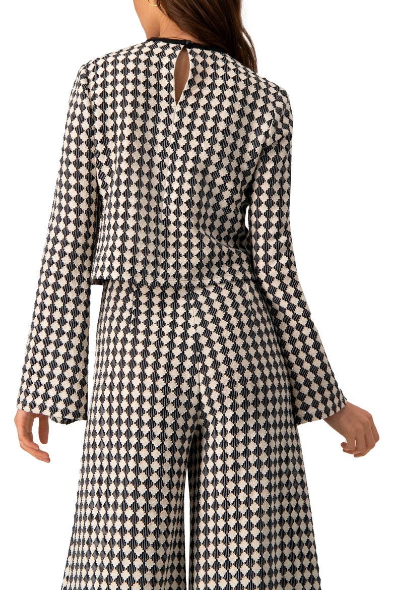 Geometric Pattern Sheer Long Sleeve Top, Alternate, color, Natural