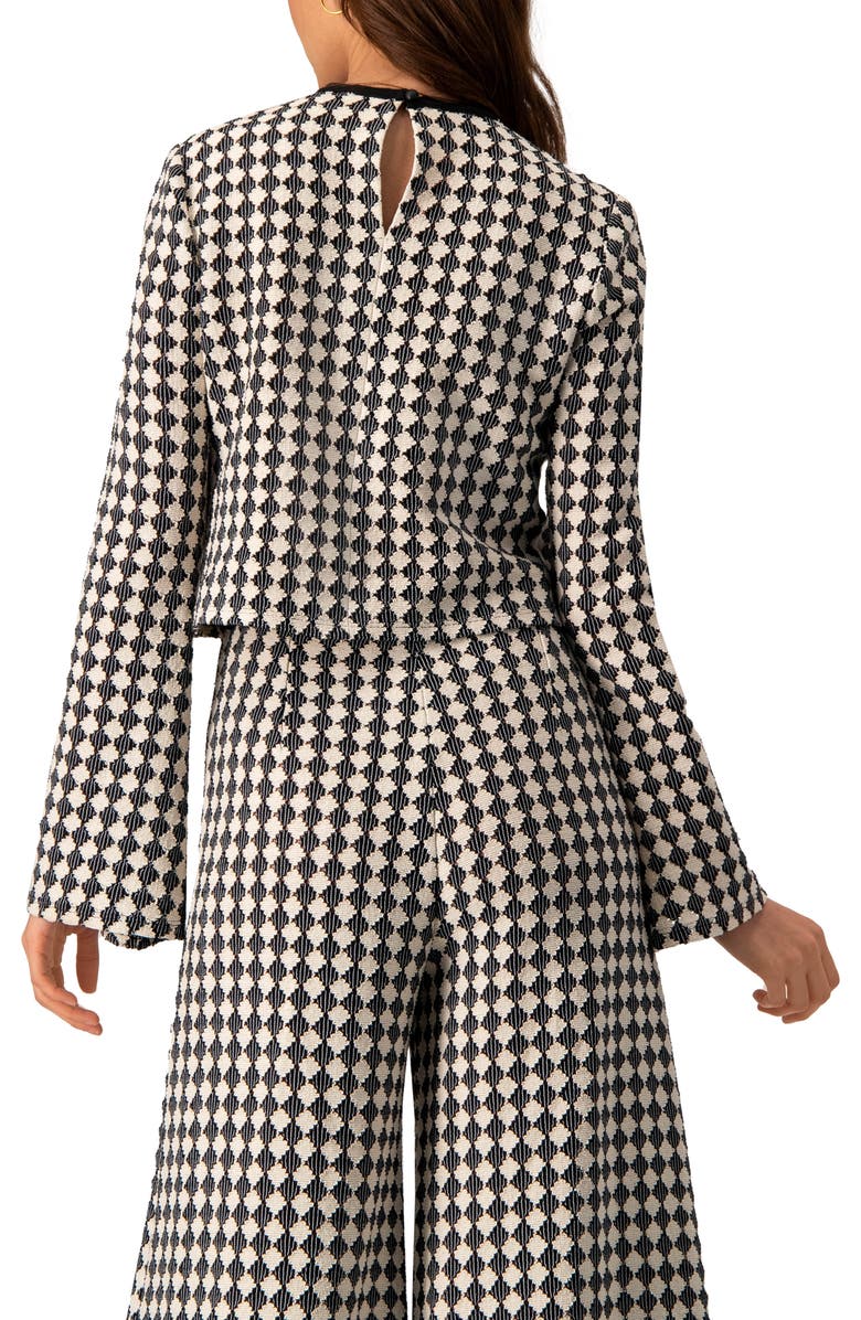 IVONNE Geometric Pattern Sheer Long Sleeve Top, Alternate, color, Natural