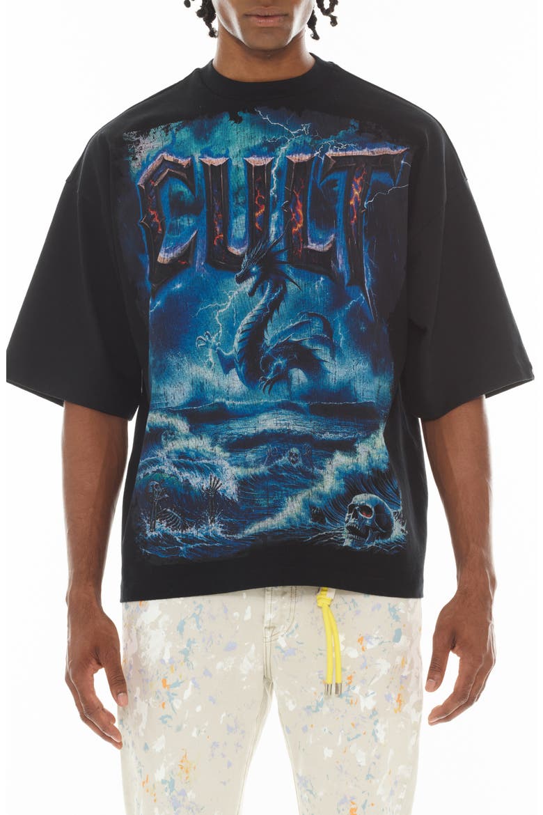 Crewneck Graphic T-Shirt, Main, color, BLACK