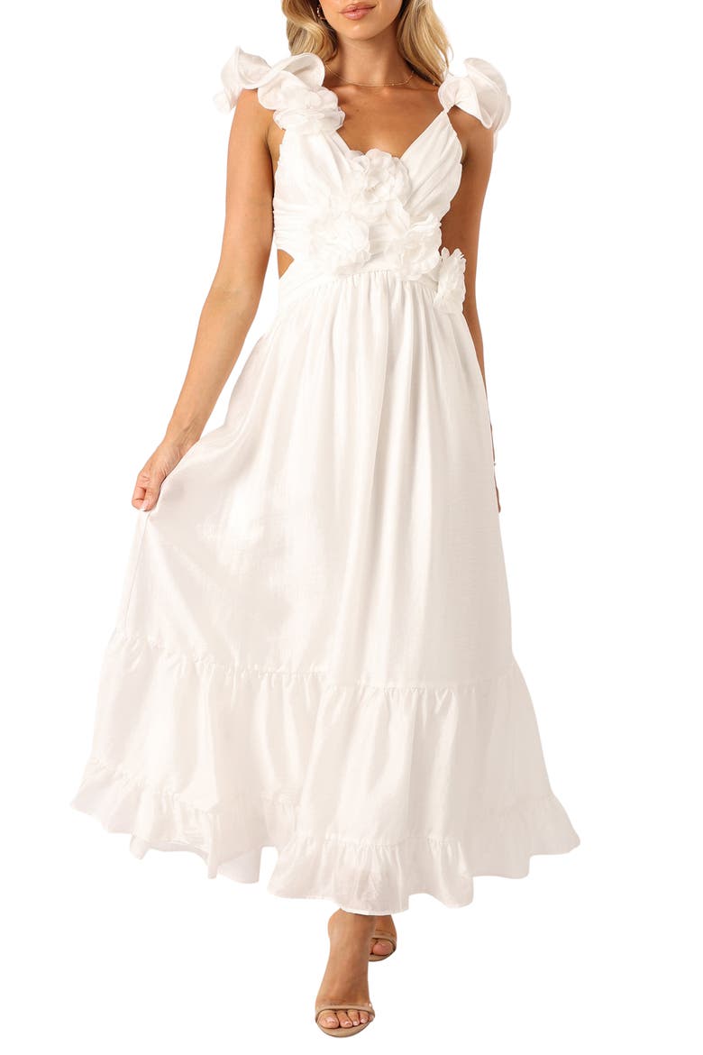 Josey Ruffle Dress, Main, color, WHITE