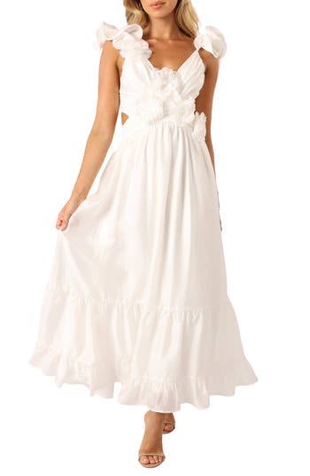 Petal & Pup Josey Ruffle Dress in White at Nordstrom Rack, Size Large