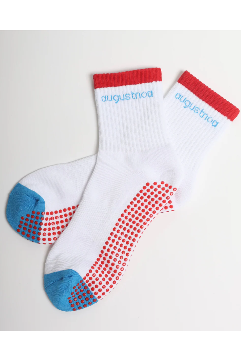 The Best Striped Grip Sock, Main, color, STRIPE/ RED & BLU GRIP