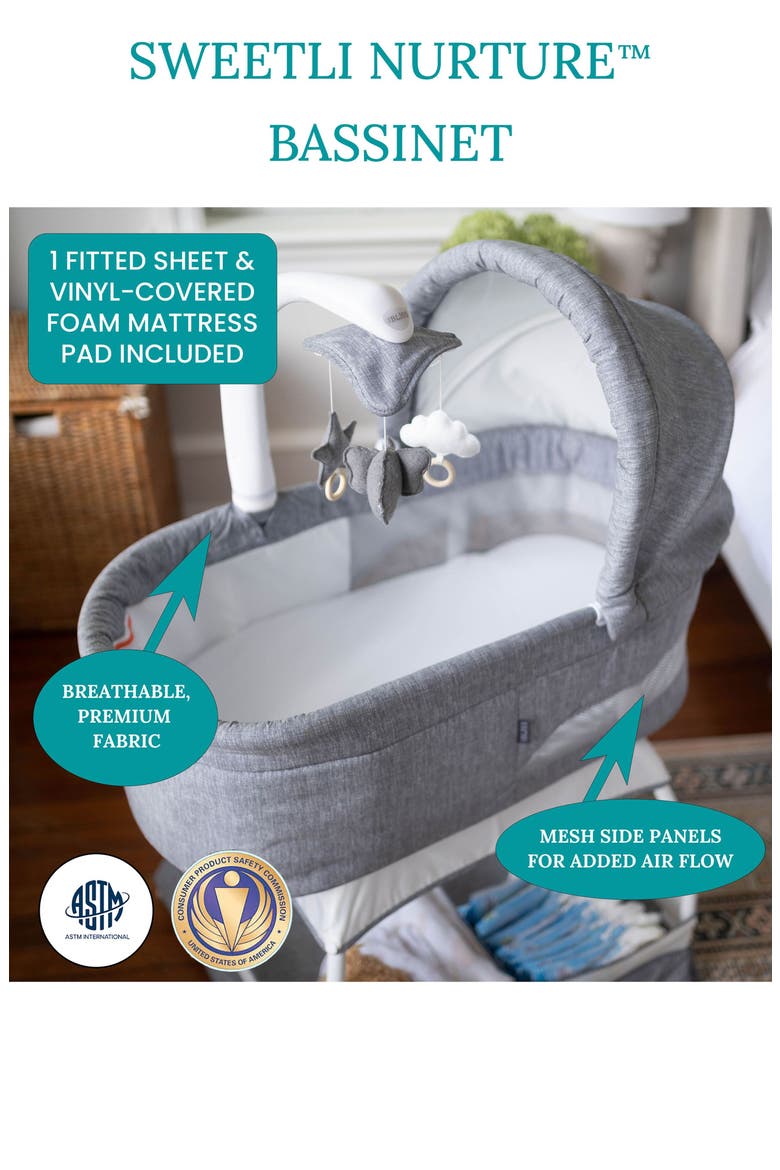 TrüBliss™ Sweetli Nurture™ Bassinet, Alternate, color, GREY MELANGE