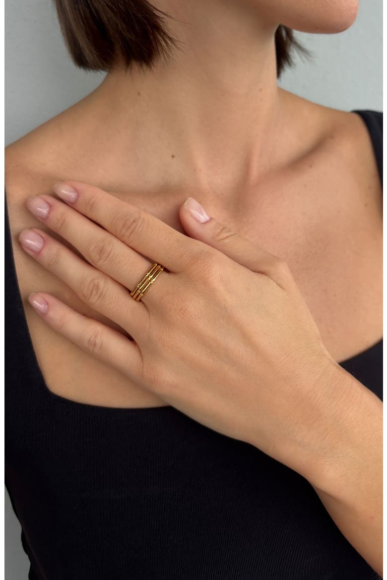 Set of 3 Bamboo Stacking Rings, Alternate, color, GOLD