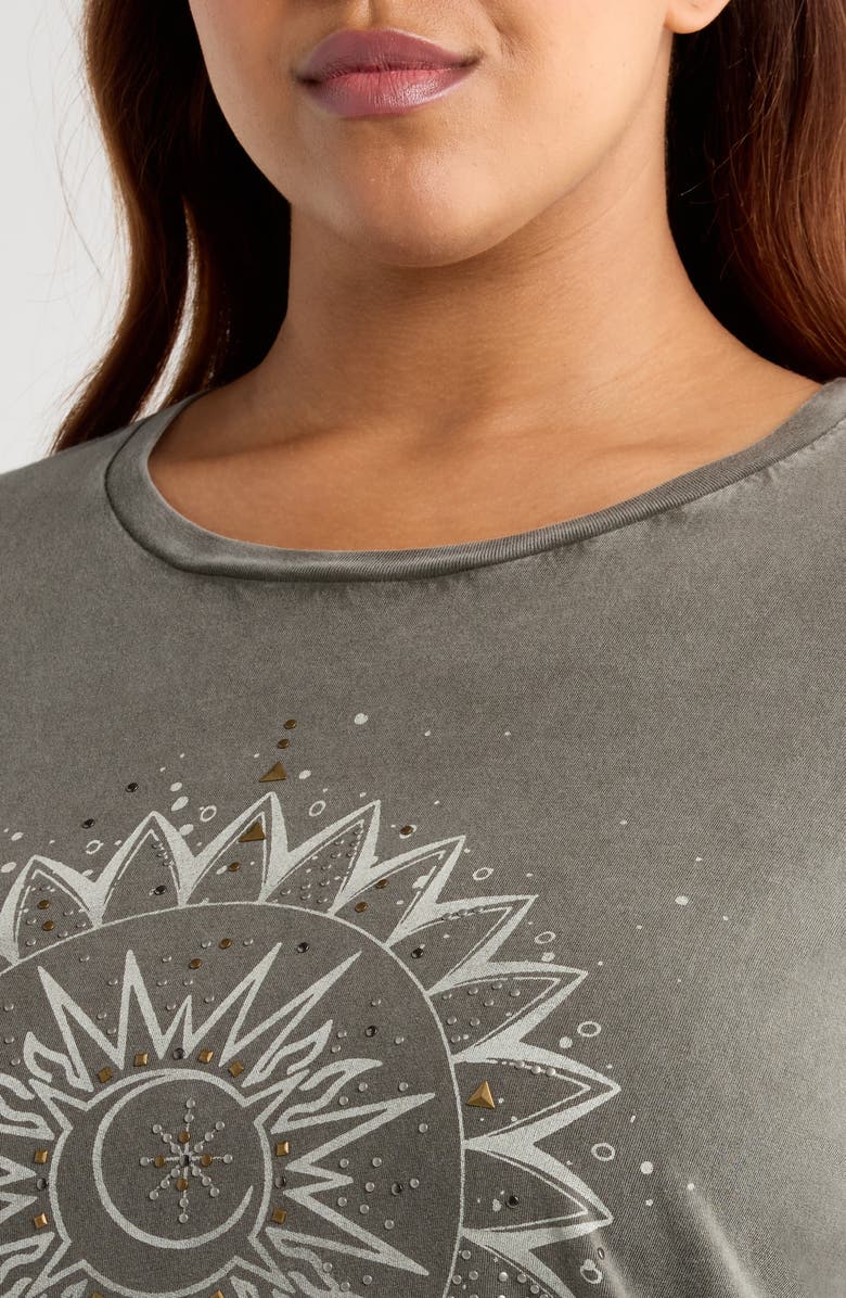 Lucky Brand Embellished Sun Graphic T-Shirt, Alternate, color, Beluga