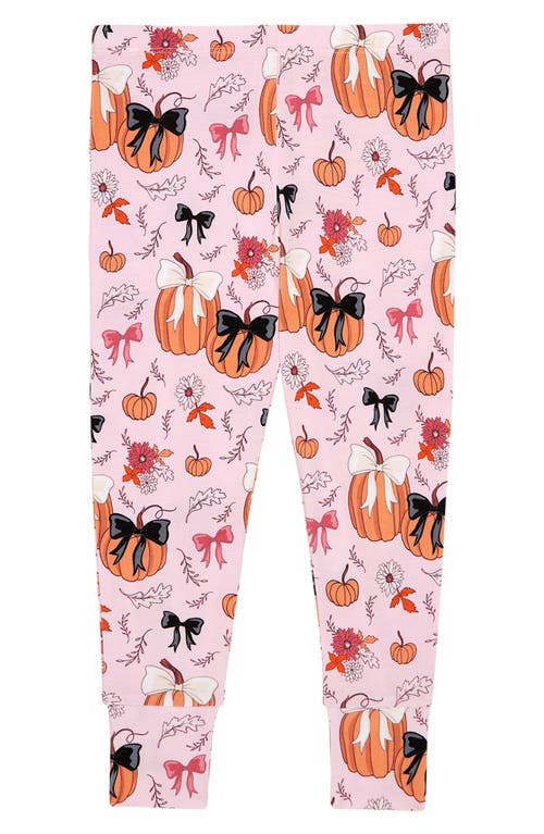Posh Peanut Kids' Regan Pumpkin Print Fitted Two-piece Pajamas In Pink