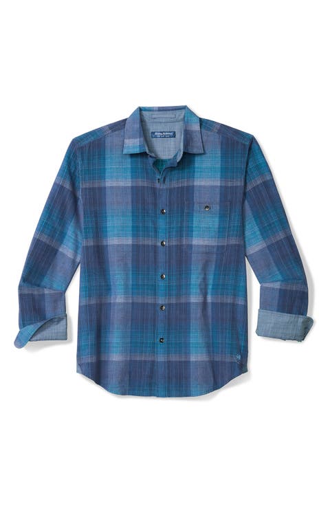 Coastline Cord Check Cotton Button-Up Shirt