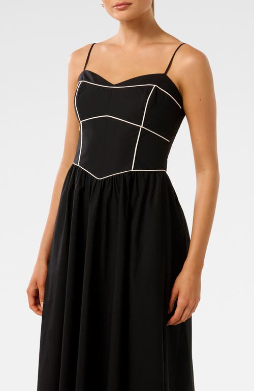 Ever New Gemma Contrast Piping Cotton Midi Dress In Black