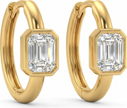 BY ADINA EDEN Lab Grown Diamond Emerald Bezel Embedded Huggie Earring 14K