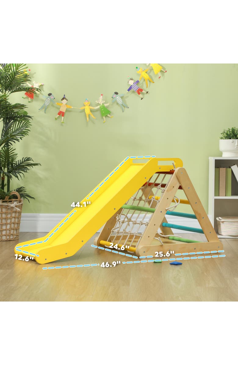 Qaba Pikler Triangle Set, 5 in 1 Indoor Toddler Climbing Toys, Montessori Set, Alternate, color, Multicolored