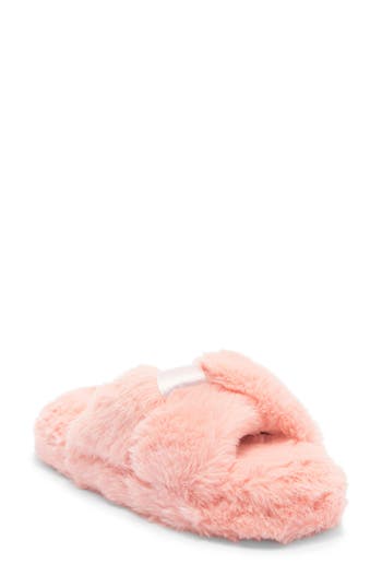 Honeydew The Knot Plush Faux Fur Slide Sandal In Orange
