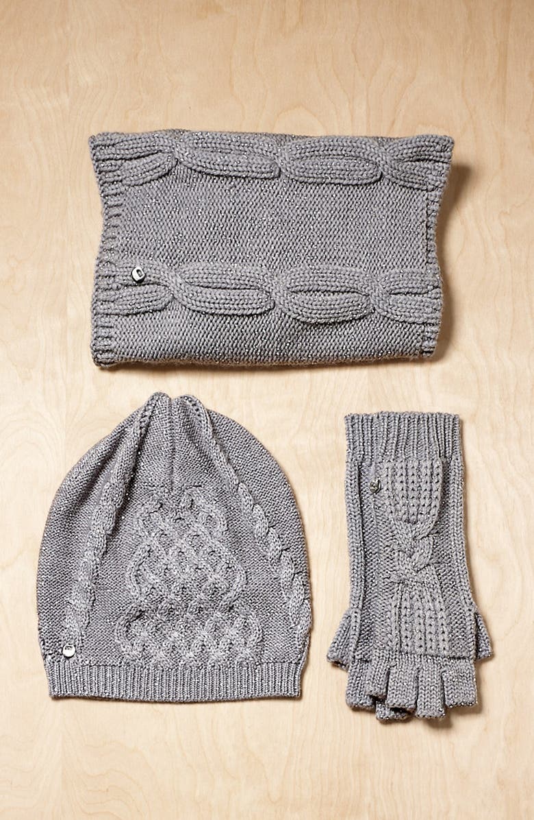 UGG<sup>®</sup> Australia 'Isla' Metallic Knit Fingerless Gloves, Alternate, color, 