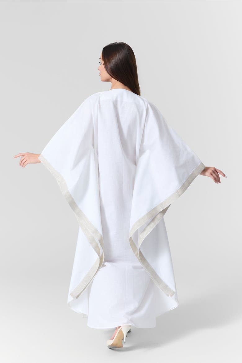Luna Linen Kaftan Gown, Alternate, color, white
