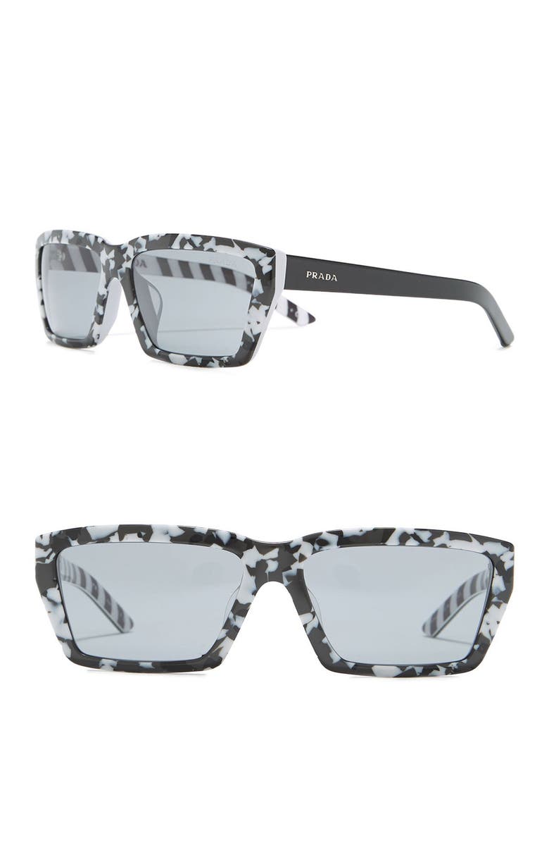 Prada 56mm Rectangle Sunglasses, Main, color,