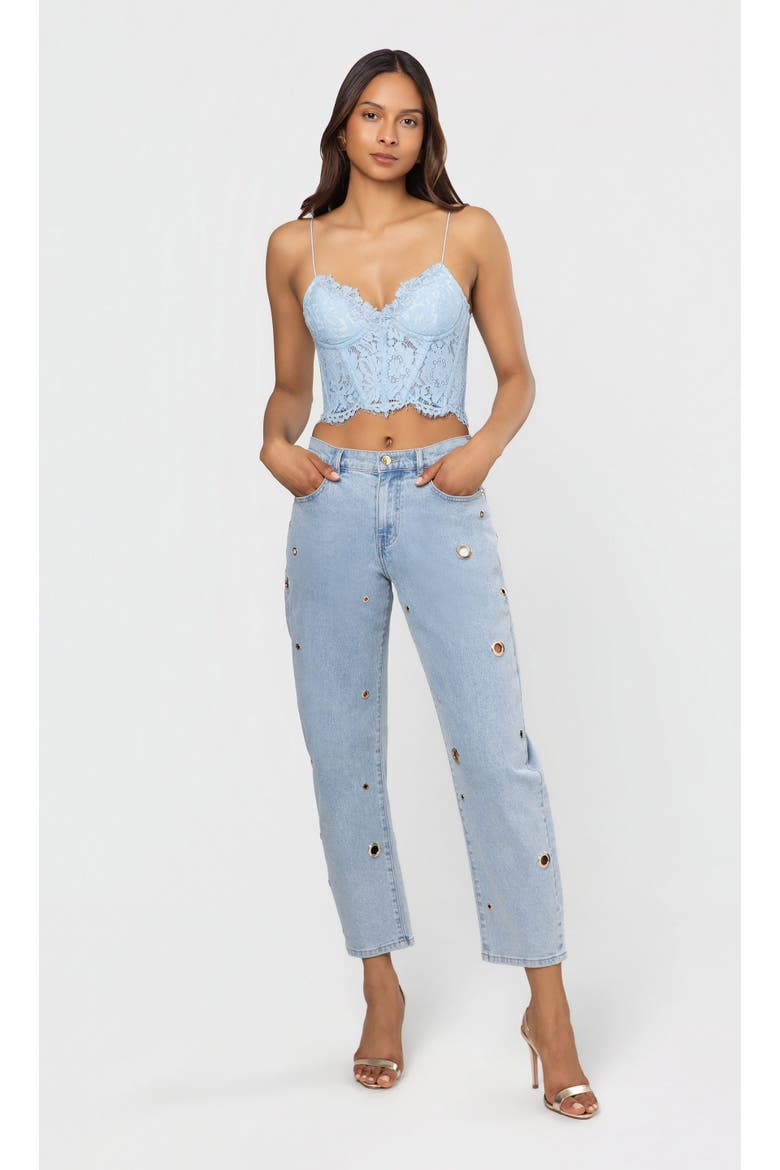 Miami Lace Bustier, Alternate, color, Dusty Blue