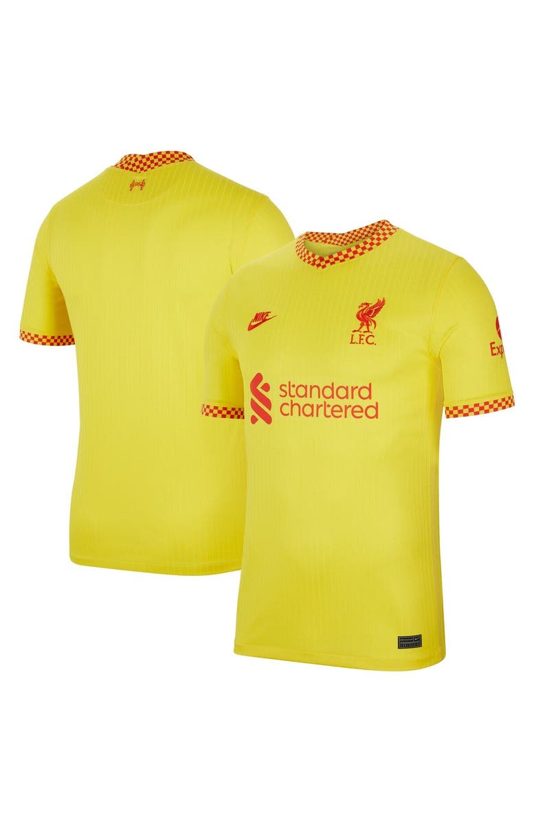 Nike Men's Nike Yellow Liverpool 2021/22 Third Breathe Stadium Jersey, Main, color, 