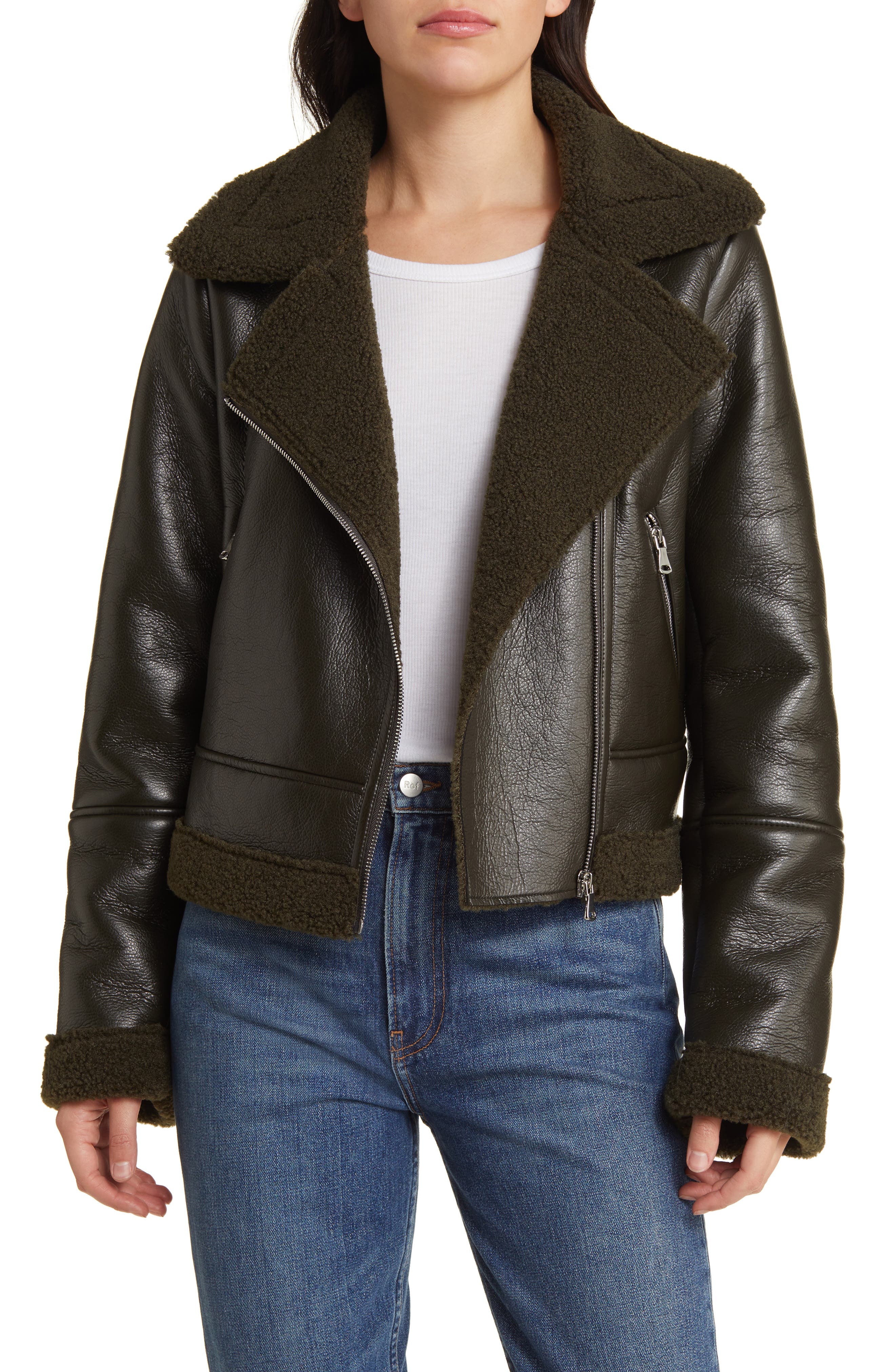 Vigoss Faux Shearling Moto Jacket