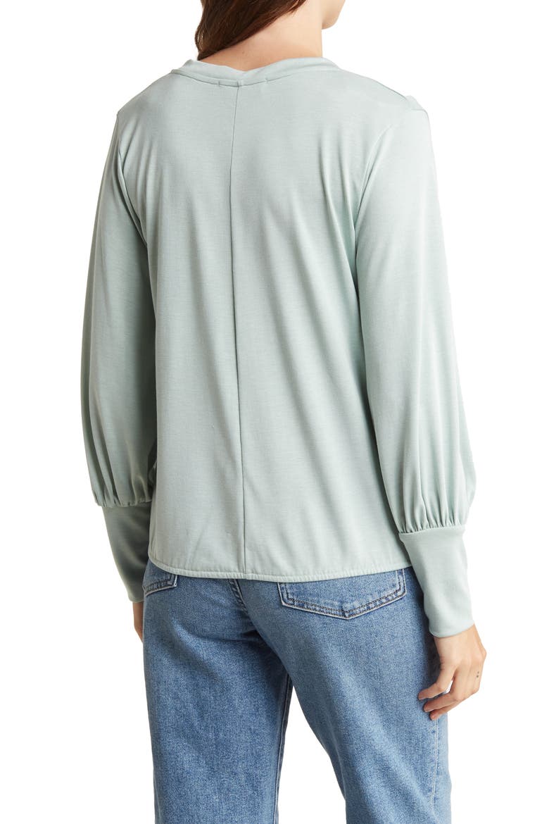 V-Neck Long Sleeve Solid Top, Alternate, color, SAGE