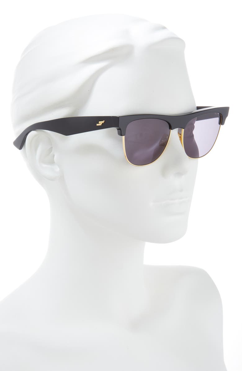 Bottega Veneta 55mm Browbar Sunglasses, Alternate, color, Black Black Grey