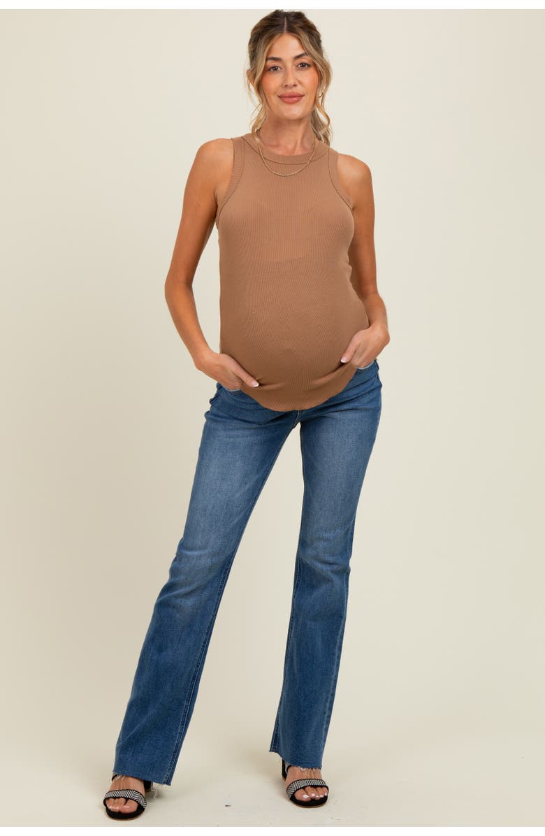 PinkBlush Distressed Raw Hem Maternity Bootcut Jeans, Alternate, color, Navy Blue