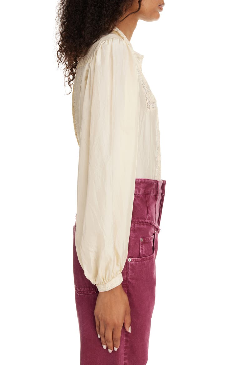 Zayen Pleated Balloon Sleeve Lace Button-Up Shirt, Alternate, color, VANILLA