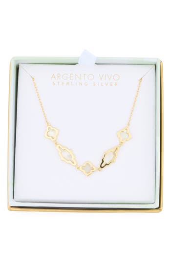 Argento Vivo Sterling Silver Mother Of Pearl Quatrefoil Necklace In Gold