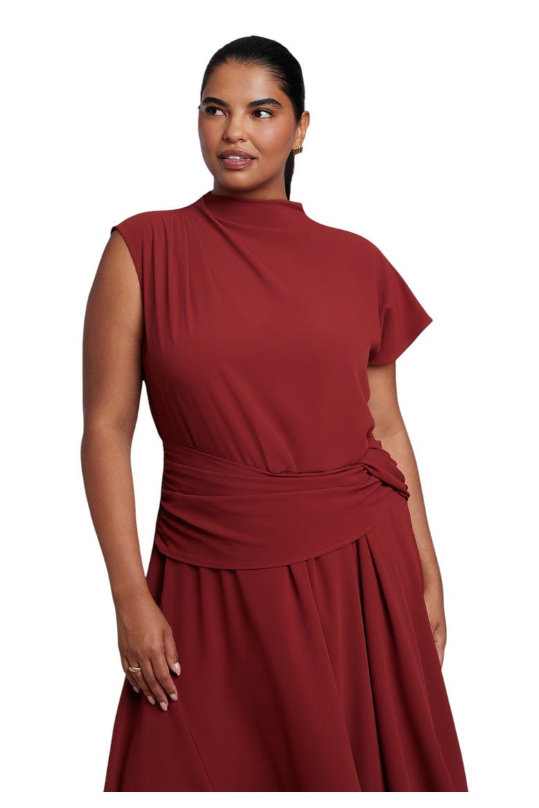 Draped Waist Maxi Dress (plus), Alternate, color, OXBLOOD RED