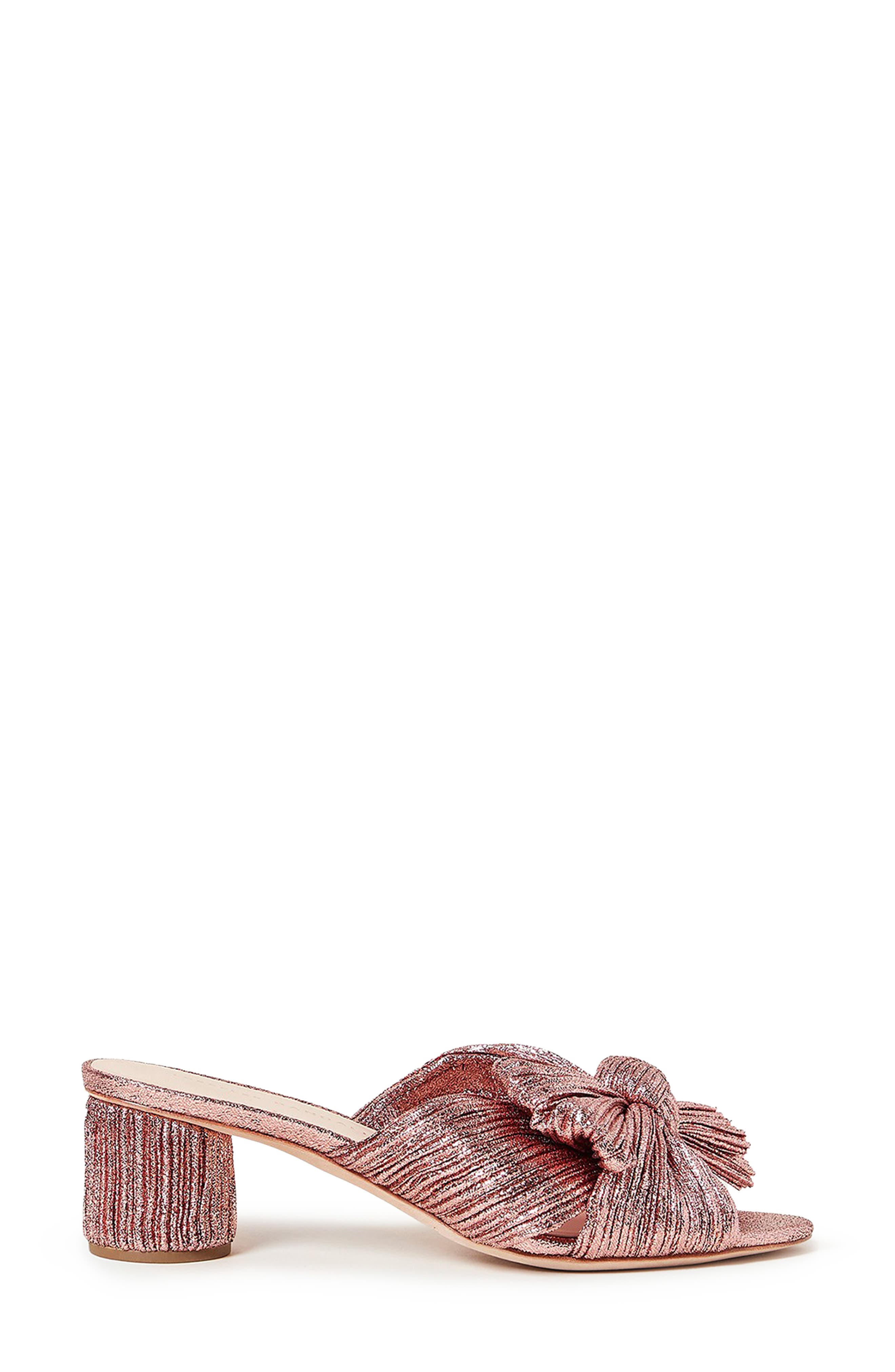 Loeffler Randall Emilia Rose Knotted Bow Sandal, Alternate, color, Metallic Rose