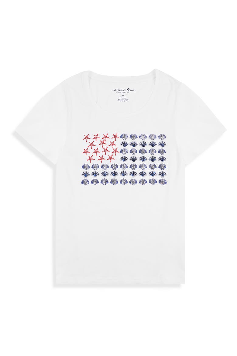 Scoop Neck Embellished Flag Graphic T-Shirt, Alternate, color, AMERICANA