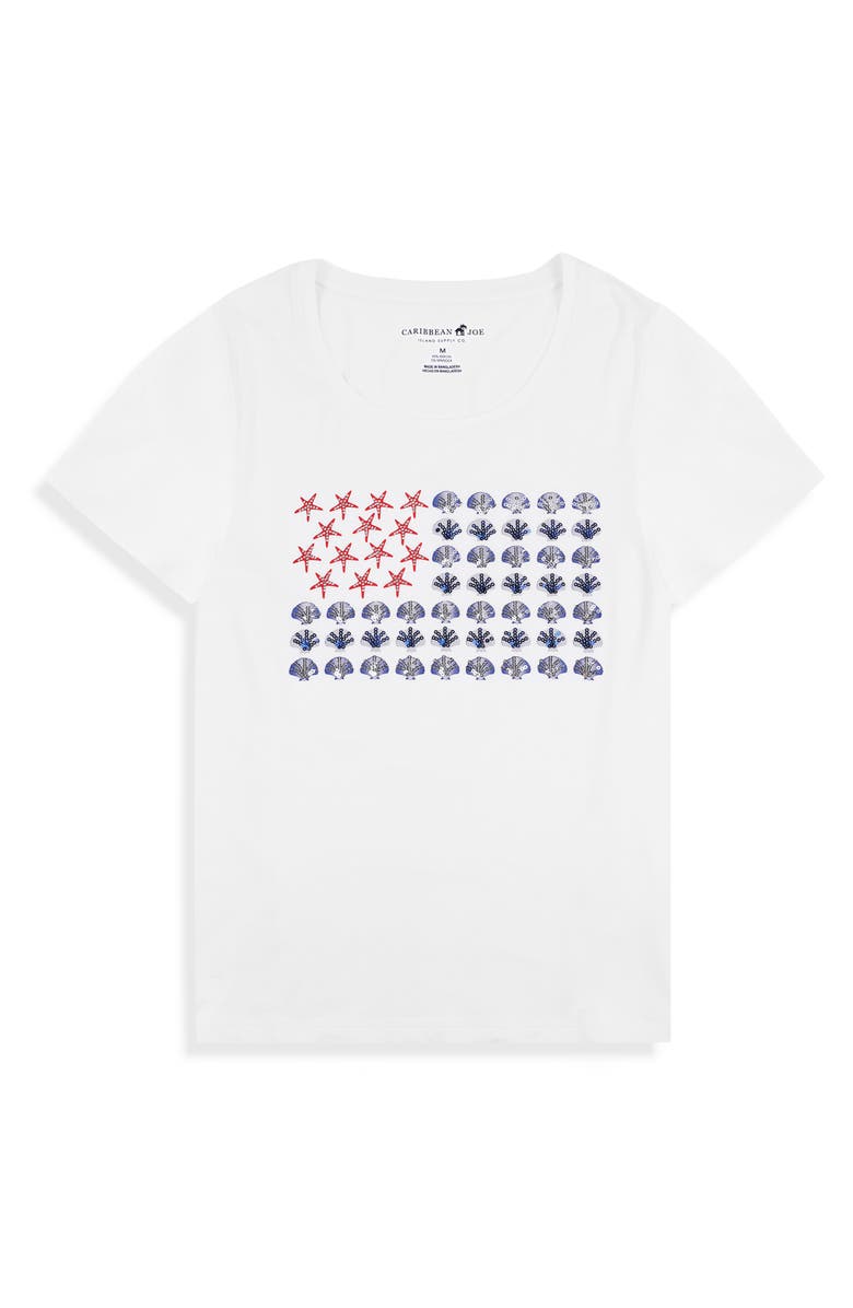 CARIBBEAN JOE Scoop Neck Embellished Flag Graphic T-Shirt, Alternate, color, Americana